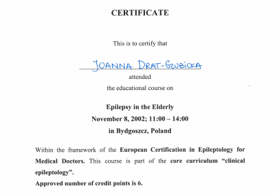 Certificate European Epilepsy Academy